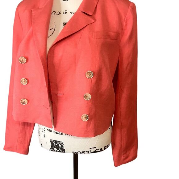 NWOT PAIGE‎ Anthropologie Cropped Double Breasted Blazer Color Pink Women Size 8 - Picture 9 of 16